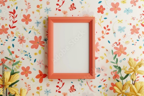 Whimsical Wall Art Mockup with Playful Motifs and Patterns Showcase Your Creativity with a Blank Frame