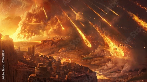 Sodom and Gomorrah destroyed by meteorites photo