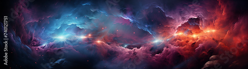 Cosmic Dance of Vibrant Clouds and Starlight
