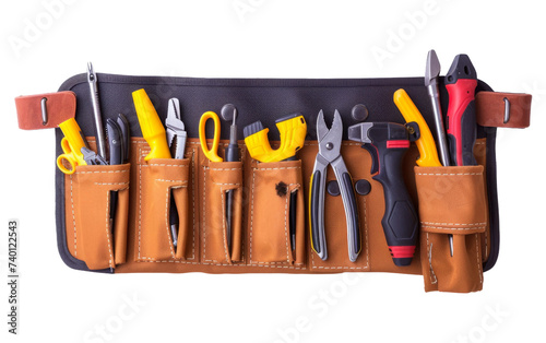 Essential Electrical Engineers Tool Belt with Pliers and Screwdriver On Transparent Background. photo