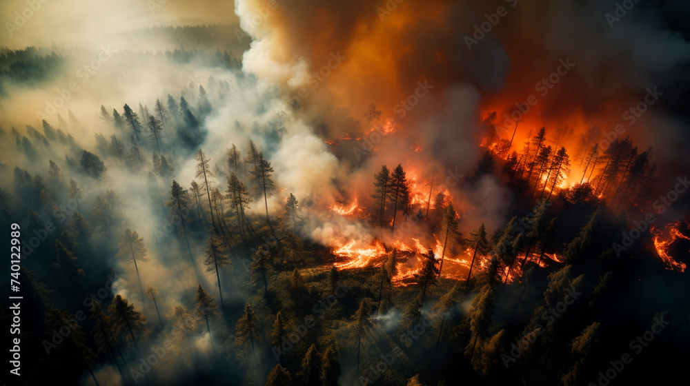 burning fire in the forest, disaster, disaster