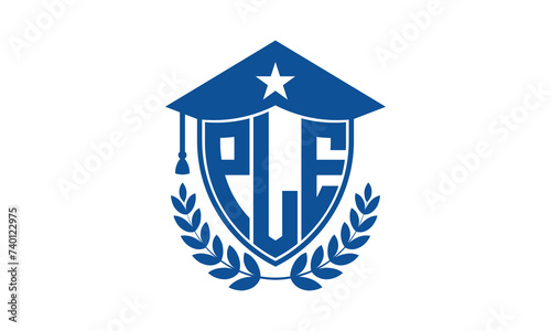 PLE three letter iconic academic logo design vector template. monogram, abstract, school, college, university, graduation cap symbol logo, shield, model, institute, educational, coaching canter, tech