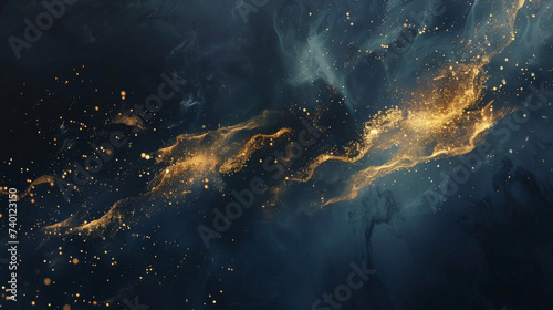 cloud computing hologram, highlighted with blue and golden lights, dominates the foreground © wassana