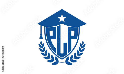 PLP three letter iconic academic logo design vector template. monogram, abstract, school, college, university, graduation cap symbol logo, shield, model, institute, educational, coaching canter, tech photo
