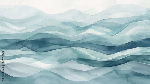 Wallpaper Mural abstract watercolor painting depicting the crashing waves of the sea in a spectrum of blues. Torontodigital.ca