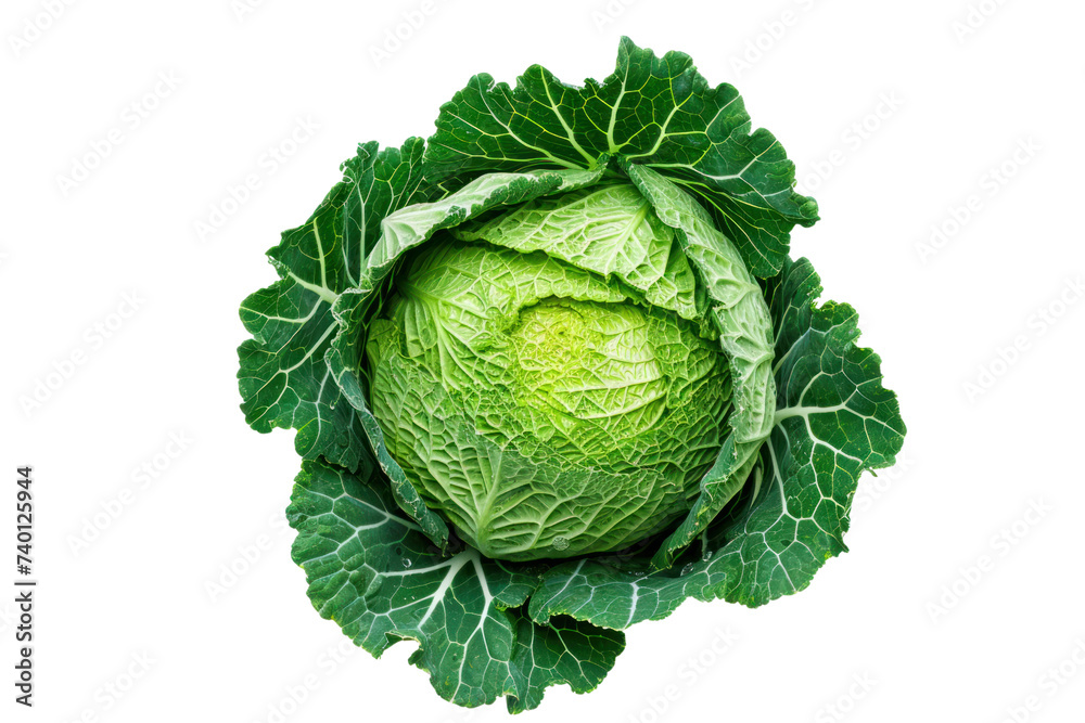 Fototapeta premium Top view of cabbage sprouts isolated on white transparent background.