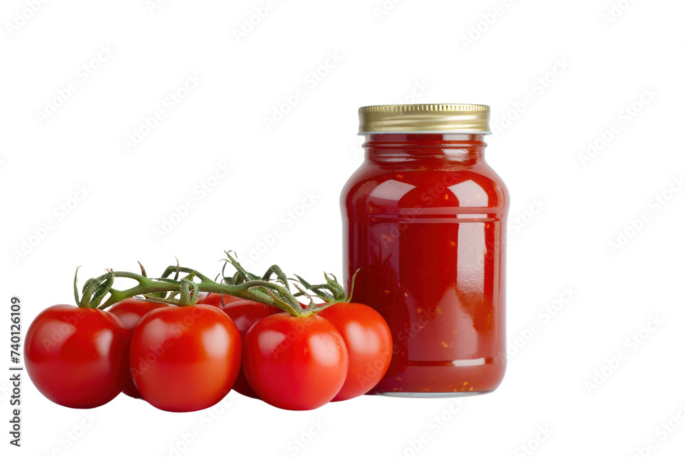 Fresh tomatoes. Tomato sauce in a glass bottle. Ketchup bottle mockup template isolated on transparent white background. Fresh tomatoes. Tomato sauce in a glass bottle. Ketchup bottle mockup template isolated on transparent white background.