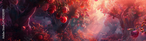 Galactic peach orchards in the underworld of the Persian Empire a digital creation of magic and beauty photo