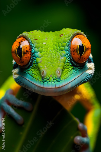 A Vibrant Tropical Gecko Shot: A Detailed Envirography of a Green Gecko