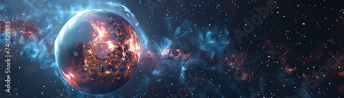 Galaxy at the edge of technology uniquely illustrated in 3D showcasing innovations beyond our world photo