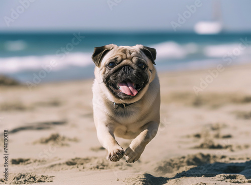 pug dog on the beach © ramona