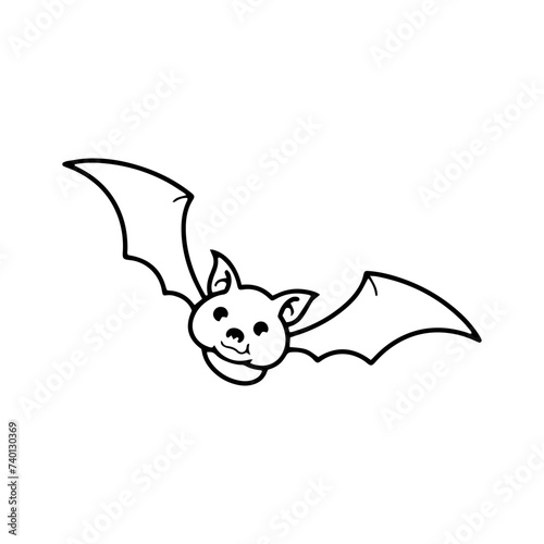 Cartoon bat icon. clip art, cute monster doodle. Halloween decorative element.