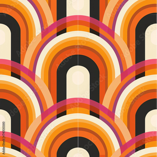  Colorful Retro Vibes Seamless 70s Pattern.