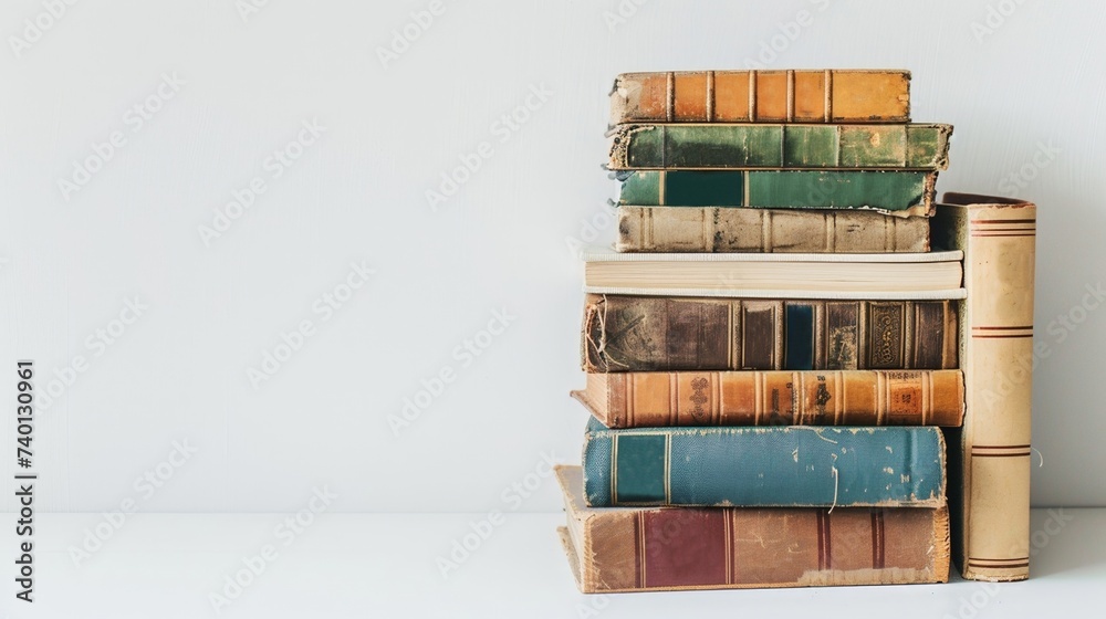 A stack of old books on a white background A stack of old books on a white background