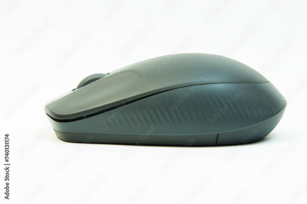 black office mouse on a white background. concept of working at a computer black office mouse on a white background. concept of working at a computer
