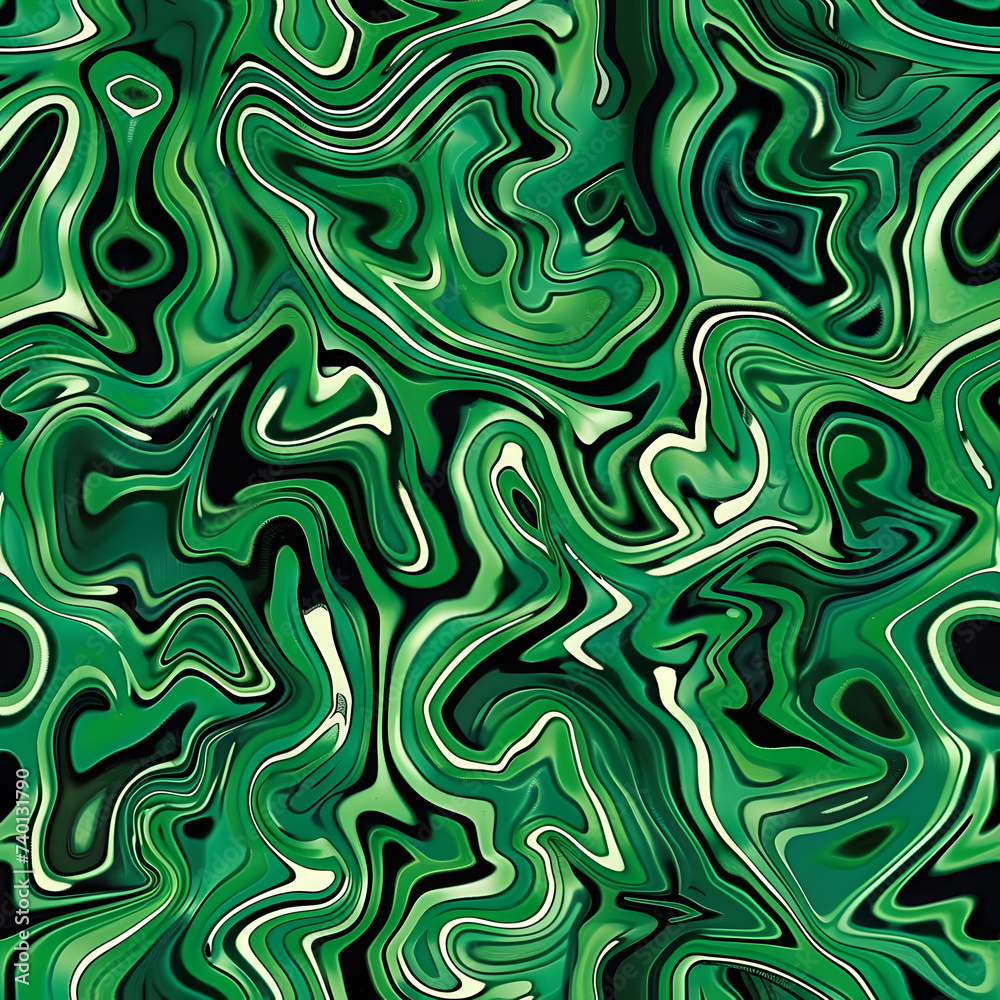 Seamless of abstract bold green liquid fluid