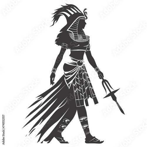 Silhouette Female Pharaoh the egypt Mythical Creature black color only