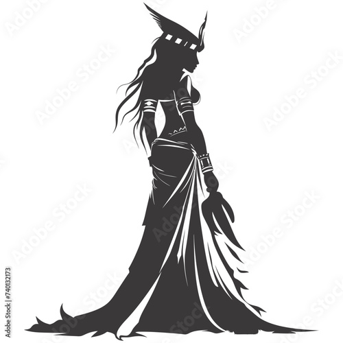 Silhouette Female Pharaoh the egypt Mythical Creature black color only