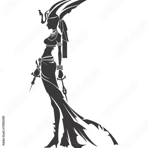 Silhouette Female Pharaoh the egypt Mythical Creature black color only