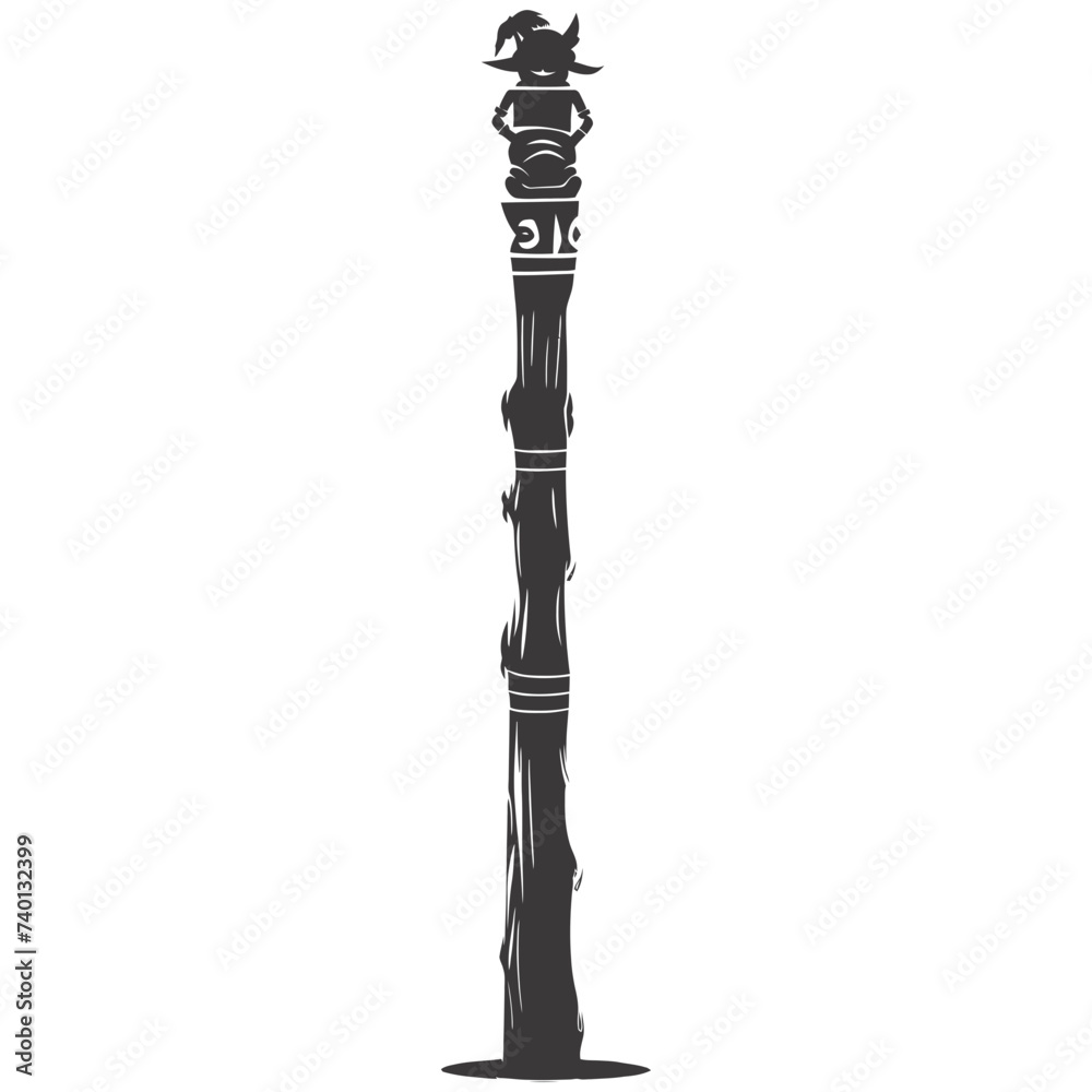 Naklejka premium Silhouette Indian tribal wooden pole black color only