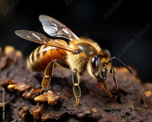 Honeybee , blank templated, rule of thirds, space for text, isolated white background