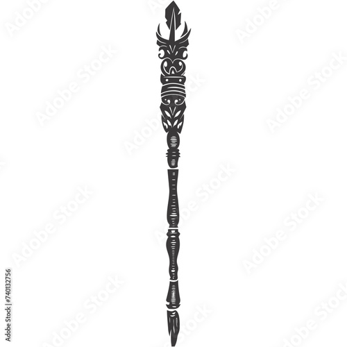 Silhouette Indian tribal wooden pole black color only