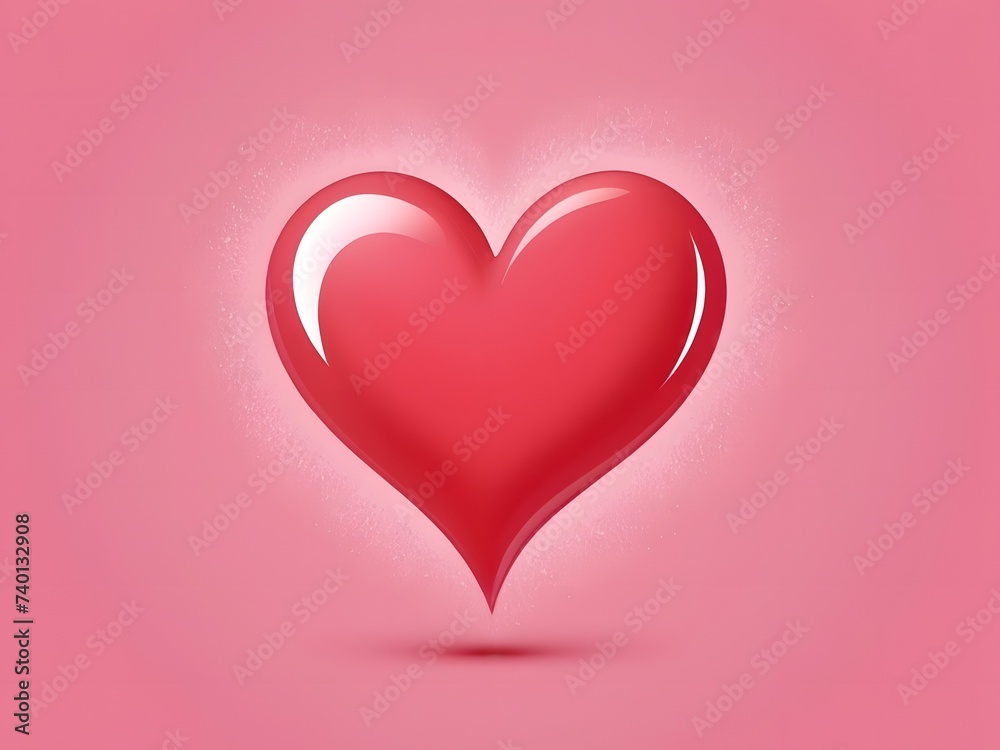 Glossy Red Heart on Gradient Pink Background, Perfect for Love Themes