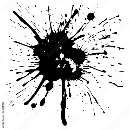 Silhouette ink splatter black color only