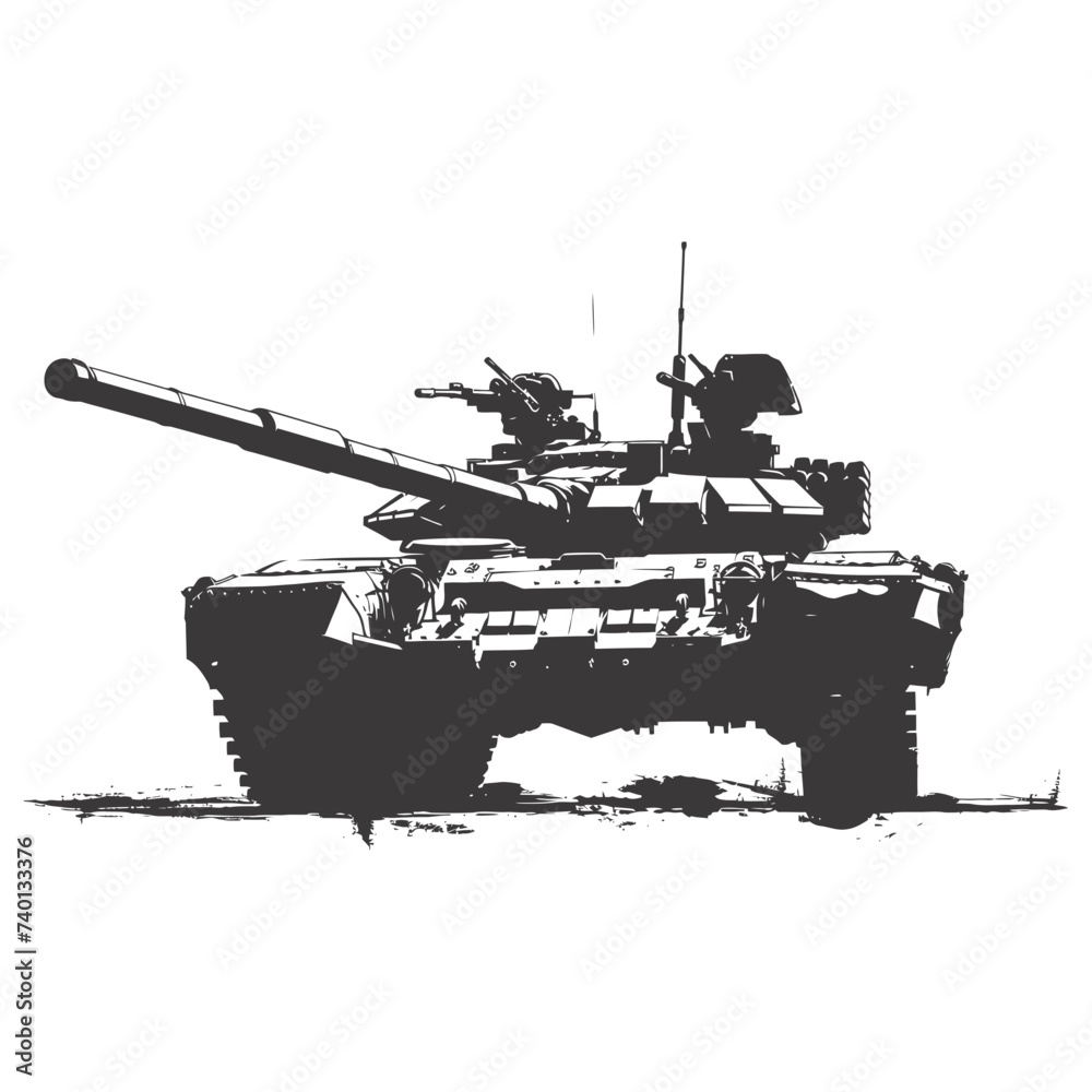 Silhouette military tank black color only Silhouette military tank black color only