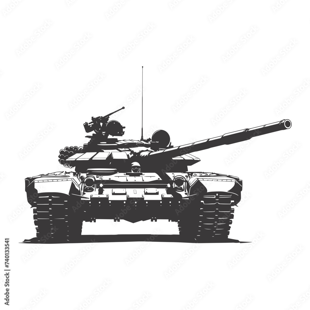 Silhouette military tank black color only