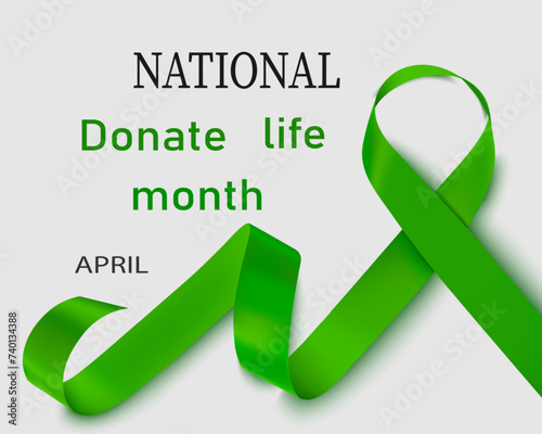 Green ribbon. Scoliosis, Mental Health, and another symbol of awareness. Vector illustration.