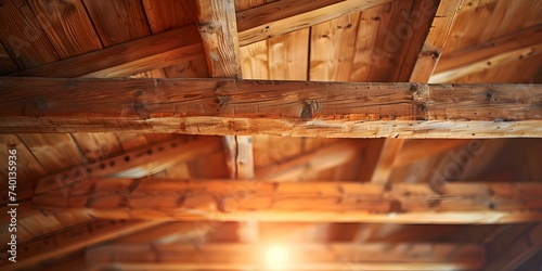 View of wooden ceiling from below modern minimalist design warm lighting. Concept Minimalist Design, Warm Lighting, Wooden Ceiling, Modern Architecture, Interior View