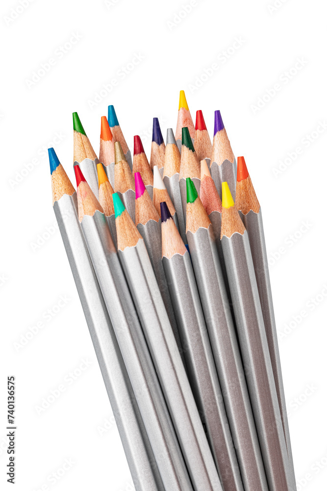 wooden color pencils on a white background wooden color pencils on a white background