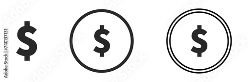 Dollar currency black sign icon vector Illustration photo