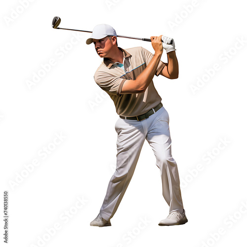 Male golfer on transparent background PNG