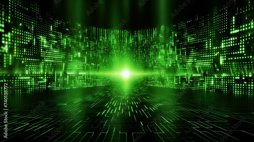 Futuristic Digital Matrix: A vibrant illustration blending technology, abstract binary code, and futuristic design, creating a dynamic backdrop of green and blue lines Futuristic Digital Matrix: A vibrant illustration blending technology, abstract binary code, and futuristic design, creating a dynamic backdrop of green and blue lines