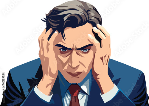 person sitting behind the desk with his head in his hands-