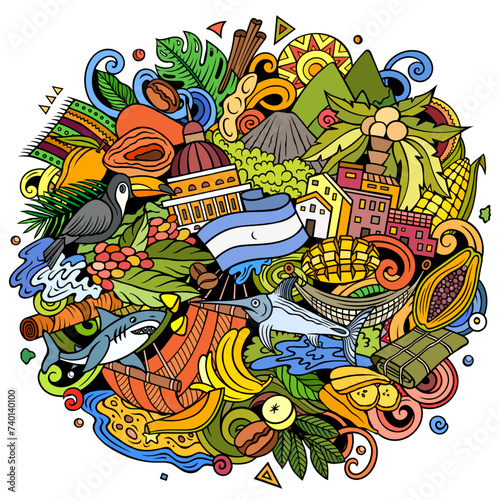 Nicaragua cartoon doodle illustration. Funny local design.