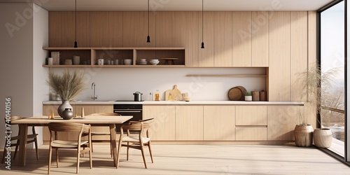 Minimalist Scandinavian Kitchen with Wood Accent 