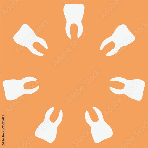 A vector illustration featuring teeth against an orange background, representing dental aesthetics and oral health.