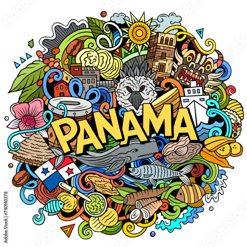 Panama cartoon doodle illustration. Funny local design.