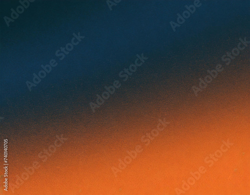 Grainy dark banner poster orange blue background noise texture color gradient copy space