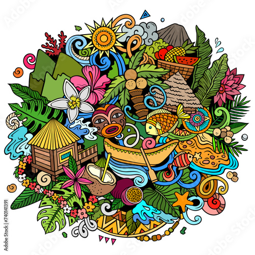 Tahiti funny cartoon doodle illustration