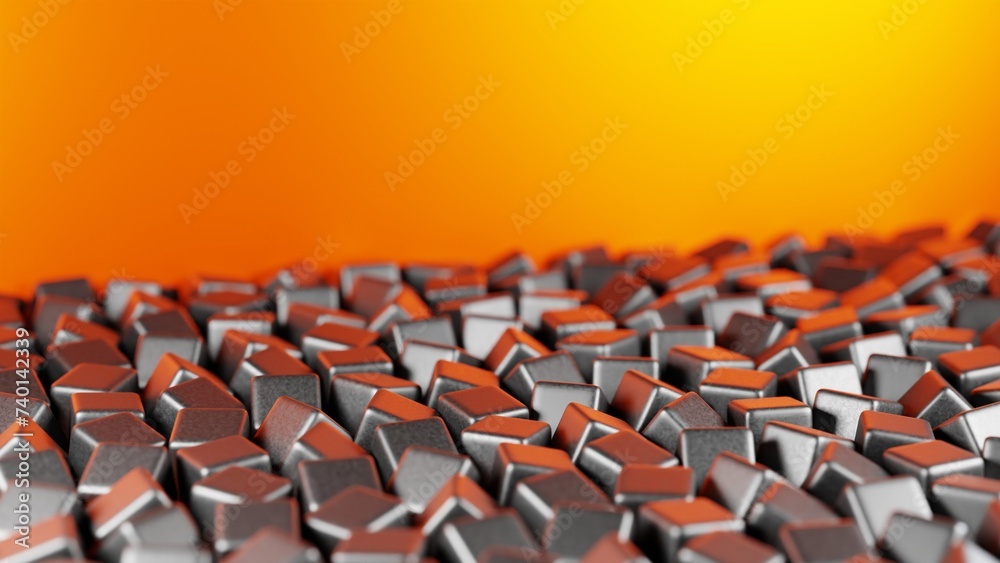 Obraz premium Abstract 3D background composed of cubes, creating a visually striking and geometrically complex landscape..