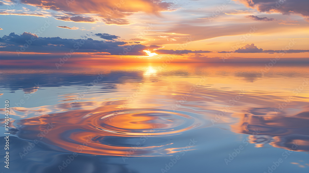 ocean with water movement under sunset