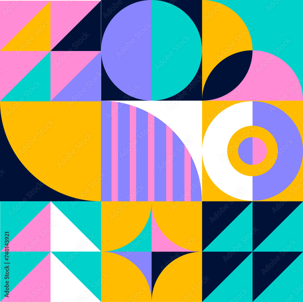 Abstract Bauhaus Square Pattern