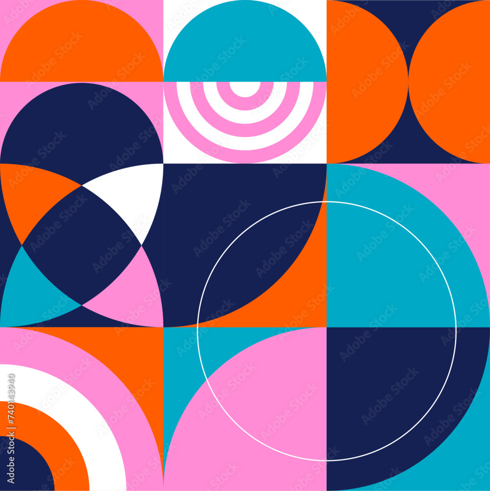 Abstract Bauhaus Square Pattern