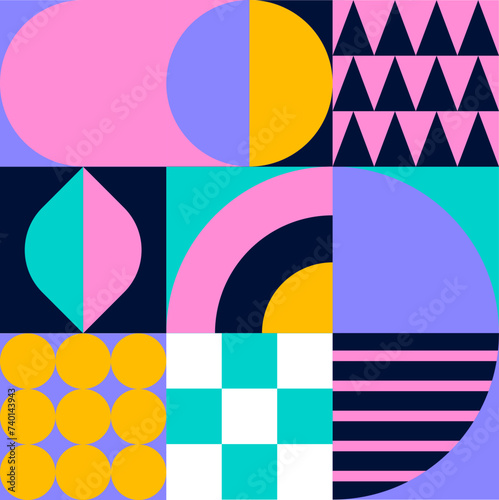 Abstract Bauhaus Square Pattern