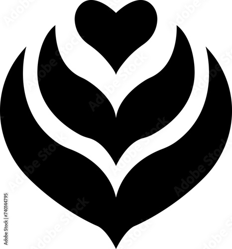 Hot coffee heart shape aroma steam in continuous drawing style. Black design isolated on transparent background. coffee decorated with heart symbol, abstract logo icon design.