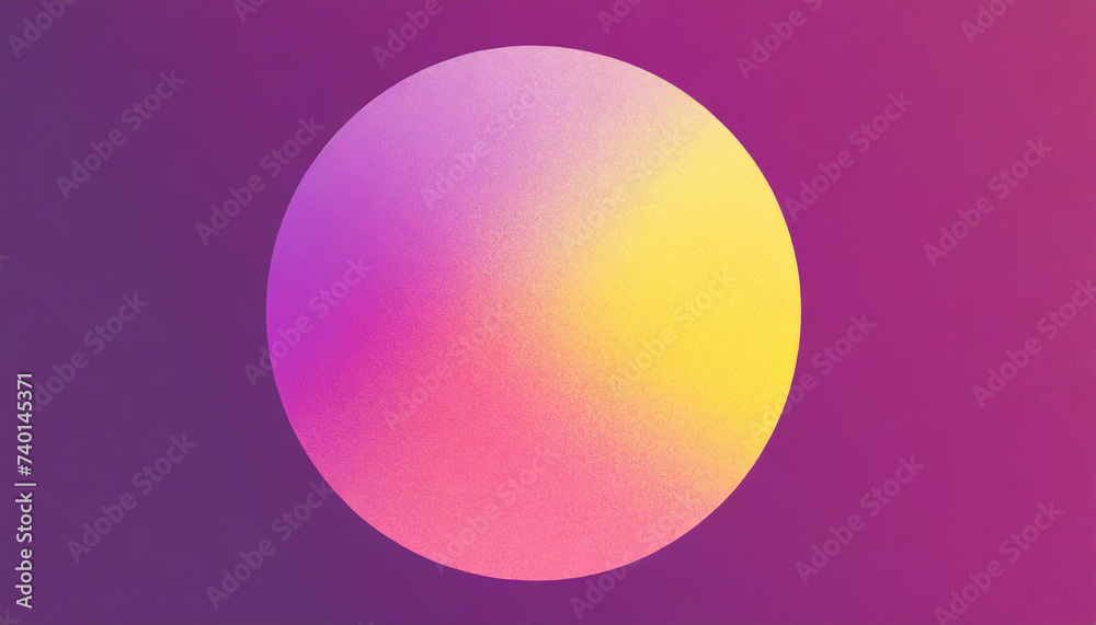 Grainy banner abstract gradient sphere circle purple pink yellow light geometric shape noise texture poster design